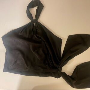 Cinq a Sept Black Cropped Halter Top
